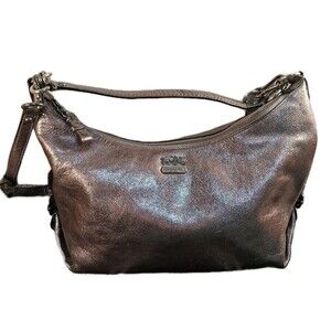 Coach Brown Metallic Leather Hailey Hobo Purse Shoulder Bag